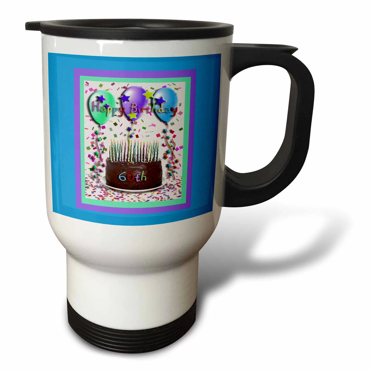 Happy Birthday 60th Chocolate Cake 14oz Stainless Steel Travel Mug K759407