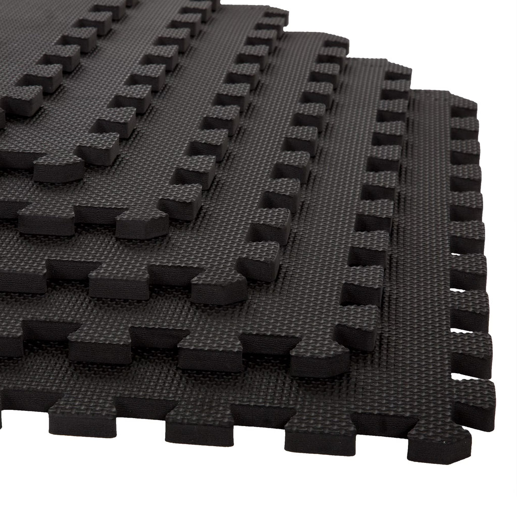 Interlocking EVA Foam Floor Tiles, Set of 6, Black C460221