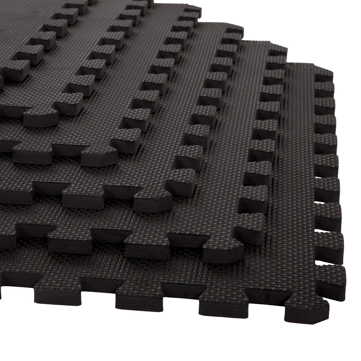 Interlocking EVA Foam Floor Tiles, Set of 6, Black C460221