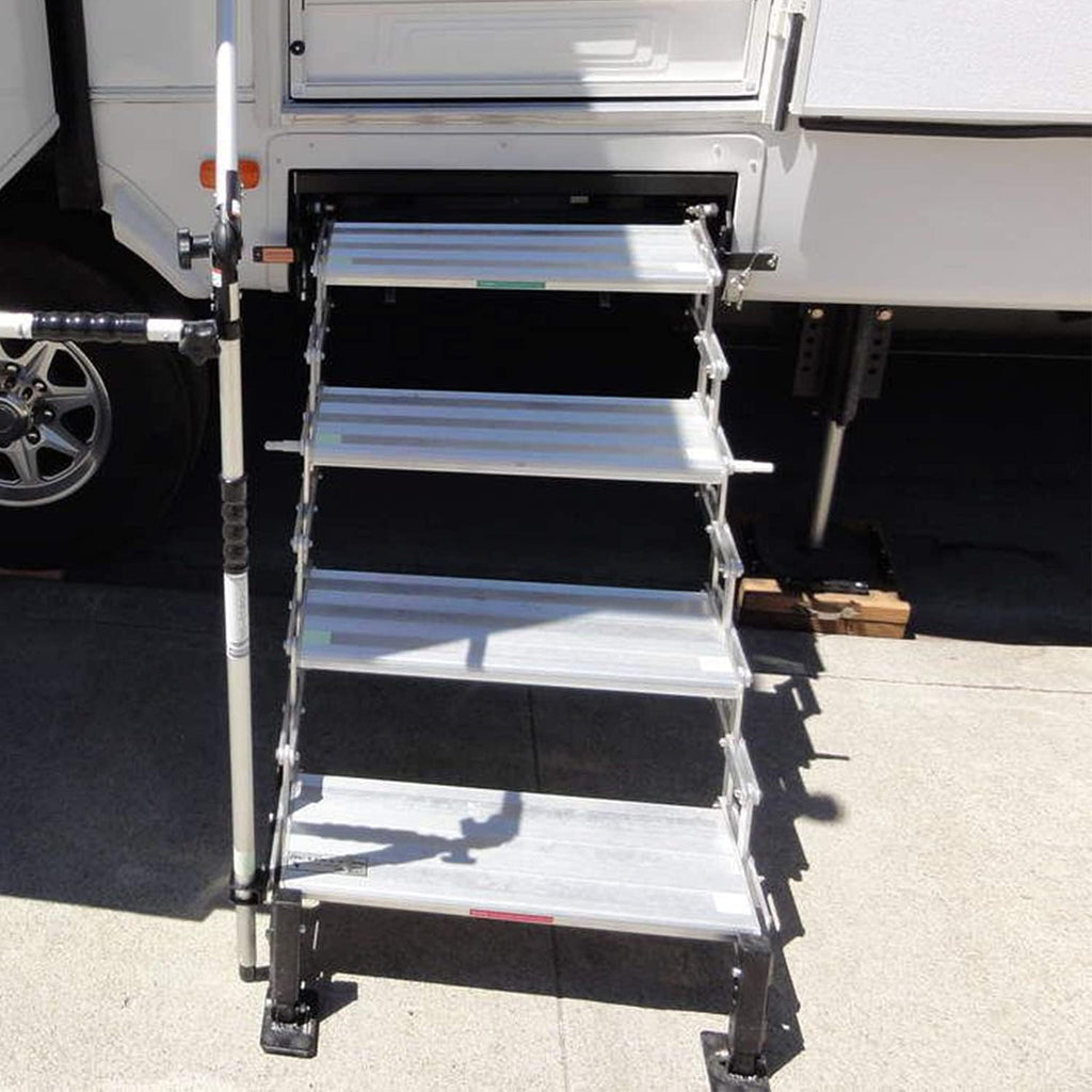 Silver Aluminum Bolt-On Folding Stairs with 3 Steps L38378
