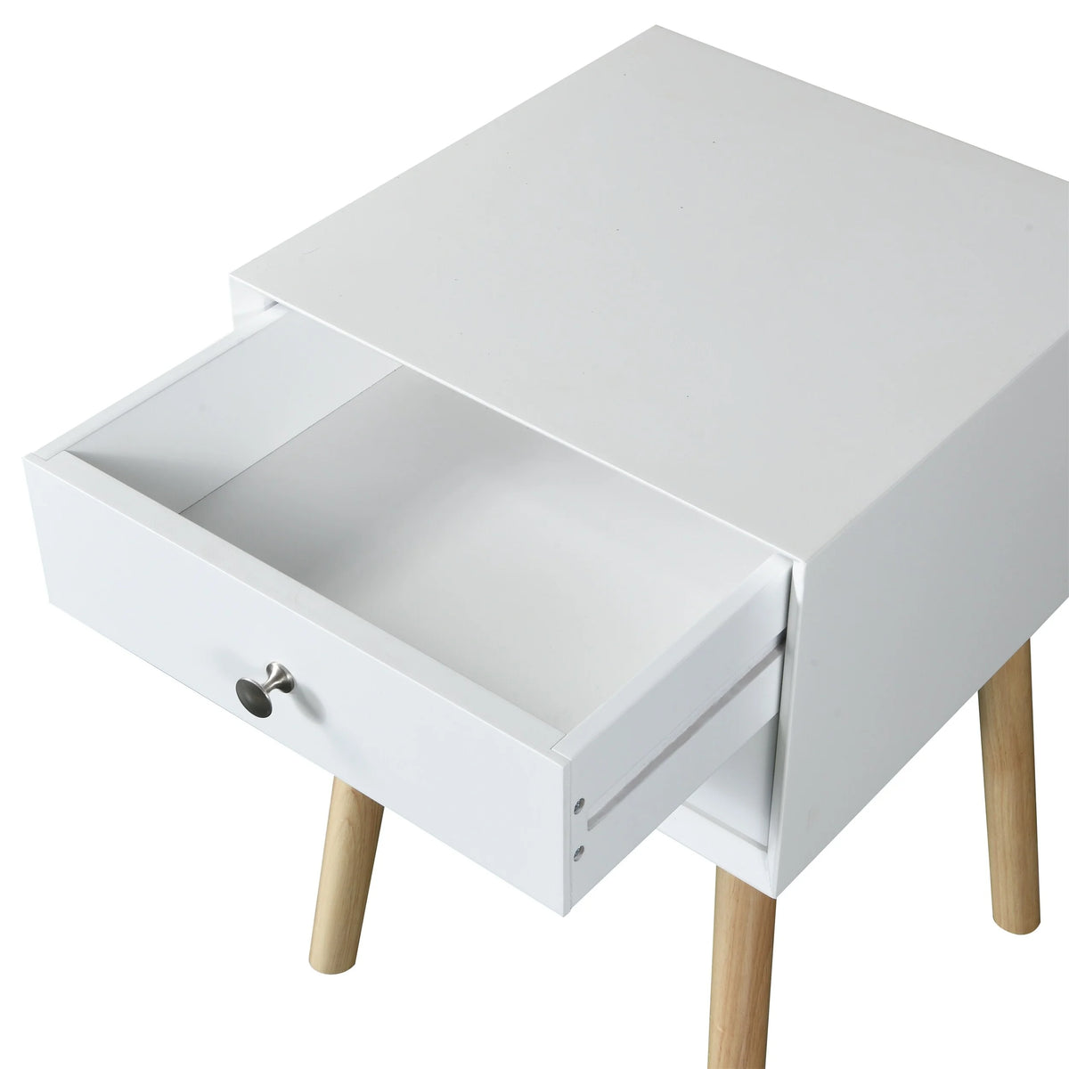 White 2 Drawer Rubber Wood Side Table F453