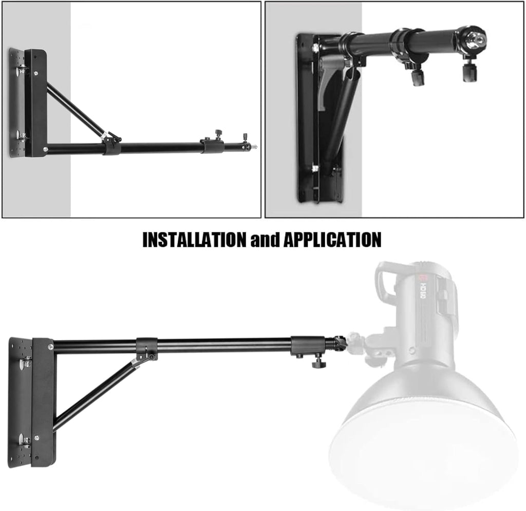 Triangle Wall Mounting Boom Arm Light Stand, Max Length 51.2 inches/130cm B250