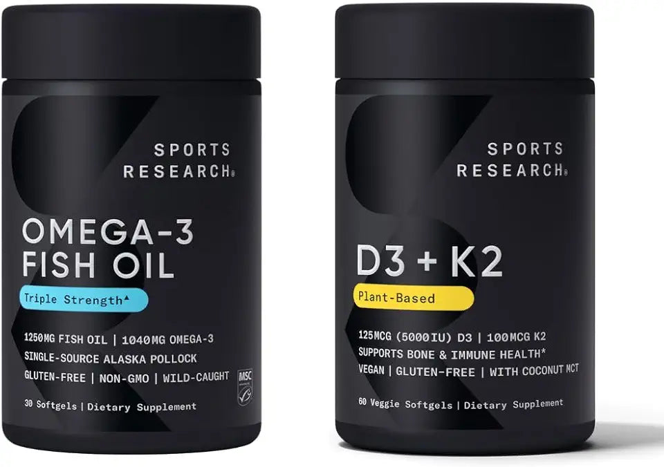 Triple Strength Omega 3 Fish Oil 1250mg EPA & DHA Vitamin D3 K2 Y2108