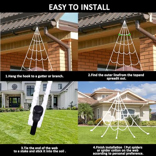 550 LED Lighted Spider Web 16.4Ft with 8 Lighting Modes X9564