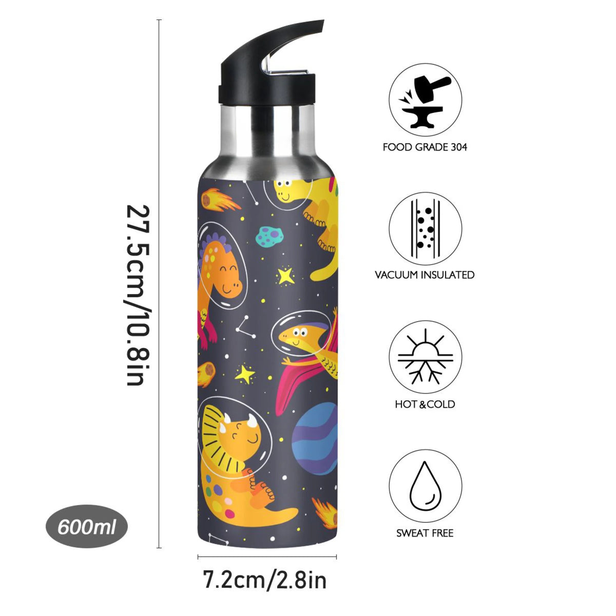 Stainless Steel Vacuum Insulated Water Bottle with Straw Lid 20 OZ P35658