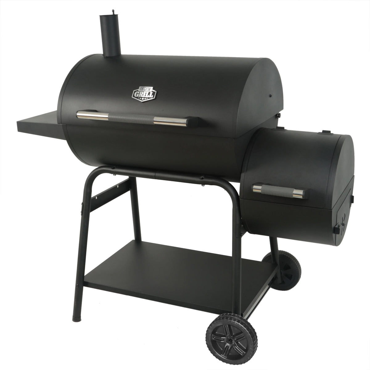 28 Offset Steel Charcoal Smoker Grill with Side Firebox, Black B2563