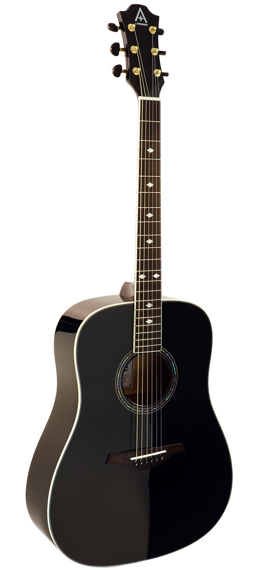 Black Solid Top Dreadnought Steel String Acoustic Guitar K586