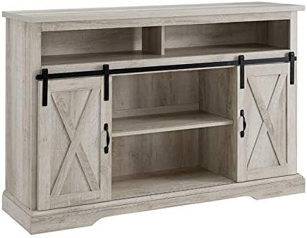 White Wood TV Stand Storage Cabinet E7860