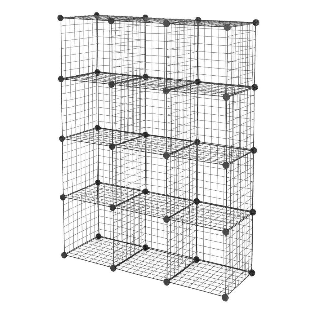 12-Cubes Metal Grid Storage Shelves Organizer E6731