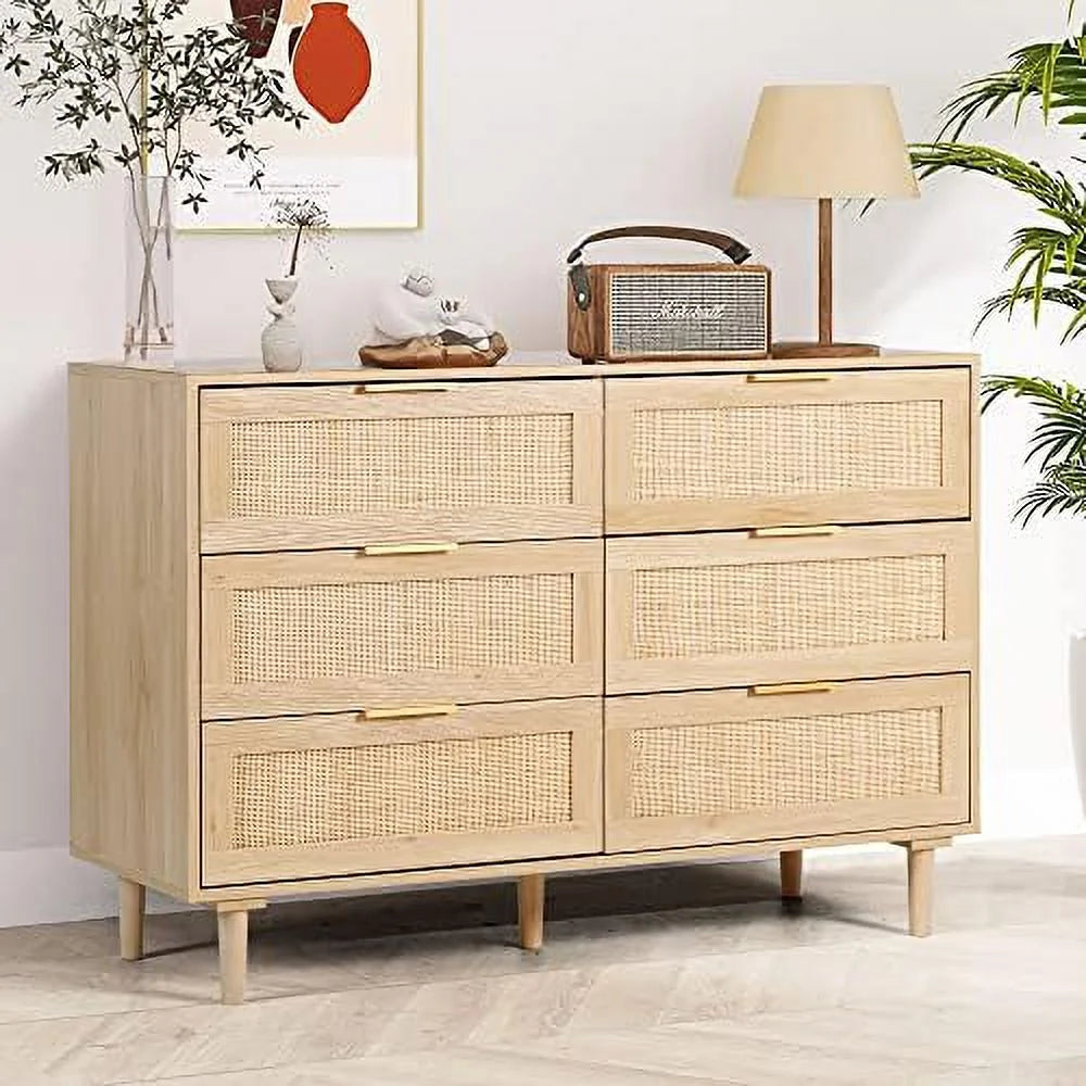 6 Drawer Rattan Wood Dresser N213110