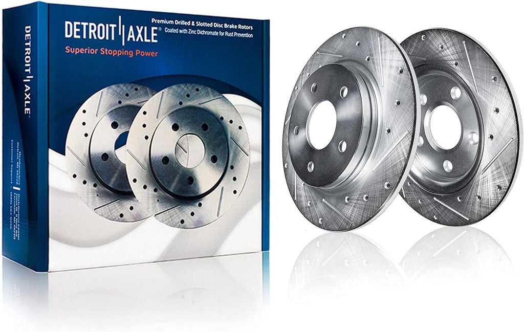 Front Rear Drilled Slotted Rotors + Brake Pads Replacement for Hyundai Sonata Kia Optima - 10pc Set P67070