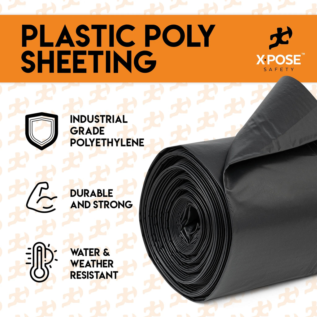 Black Poly Sheeting 10 x 100 Feet Heavy Duty 3.4 Mil Thick Plastic Tarp Waterproof Cover V950