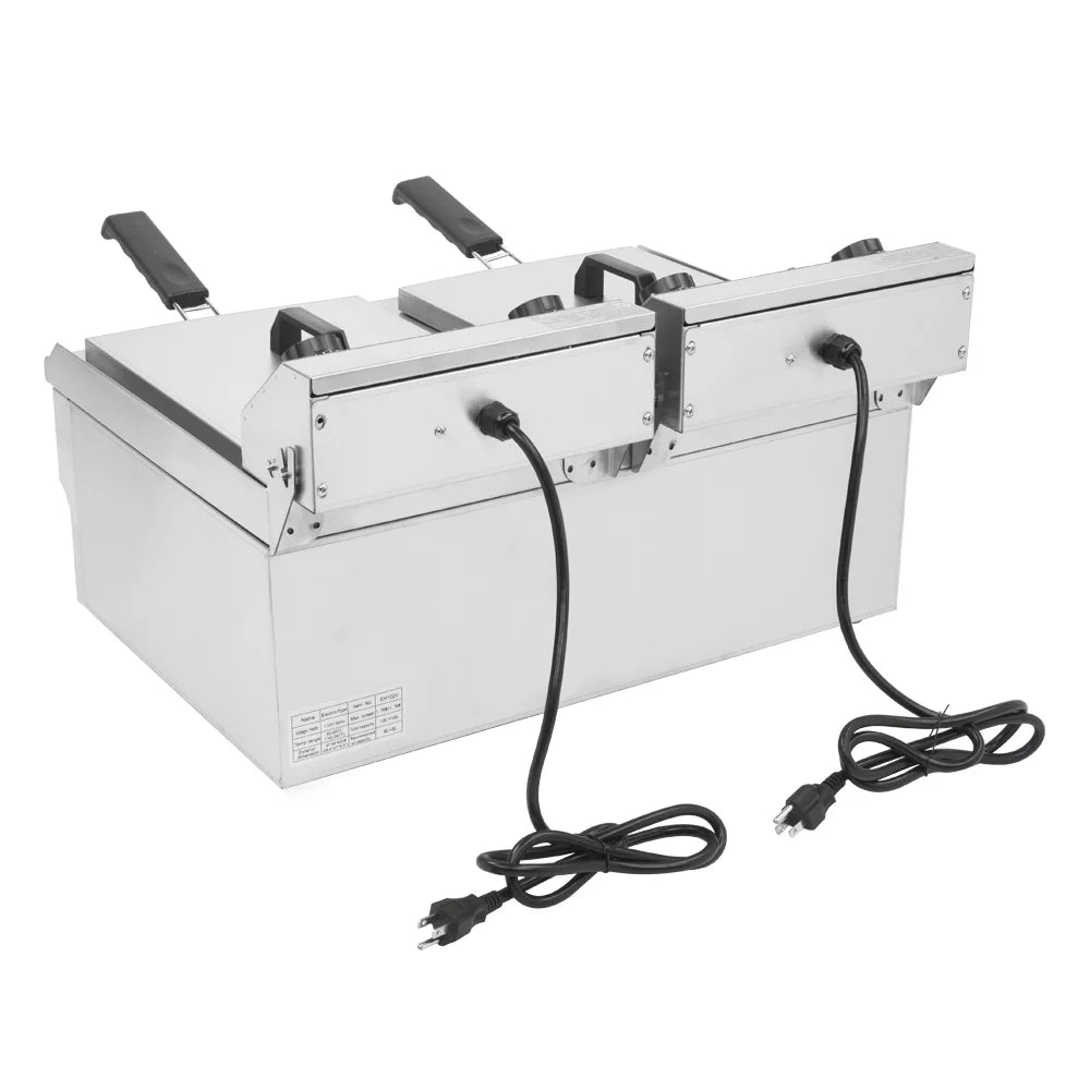 16L Stainless Steel Double Tank Deep Fryer 3400W V5232
