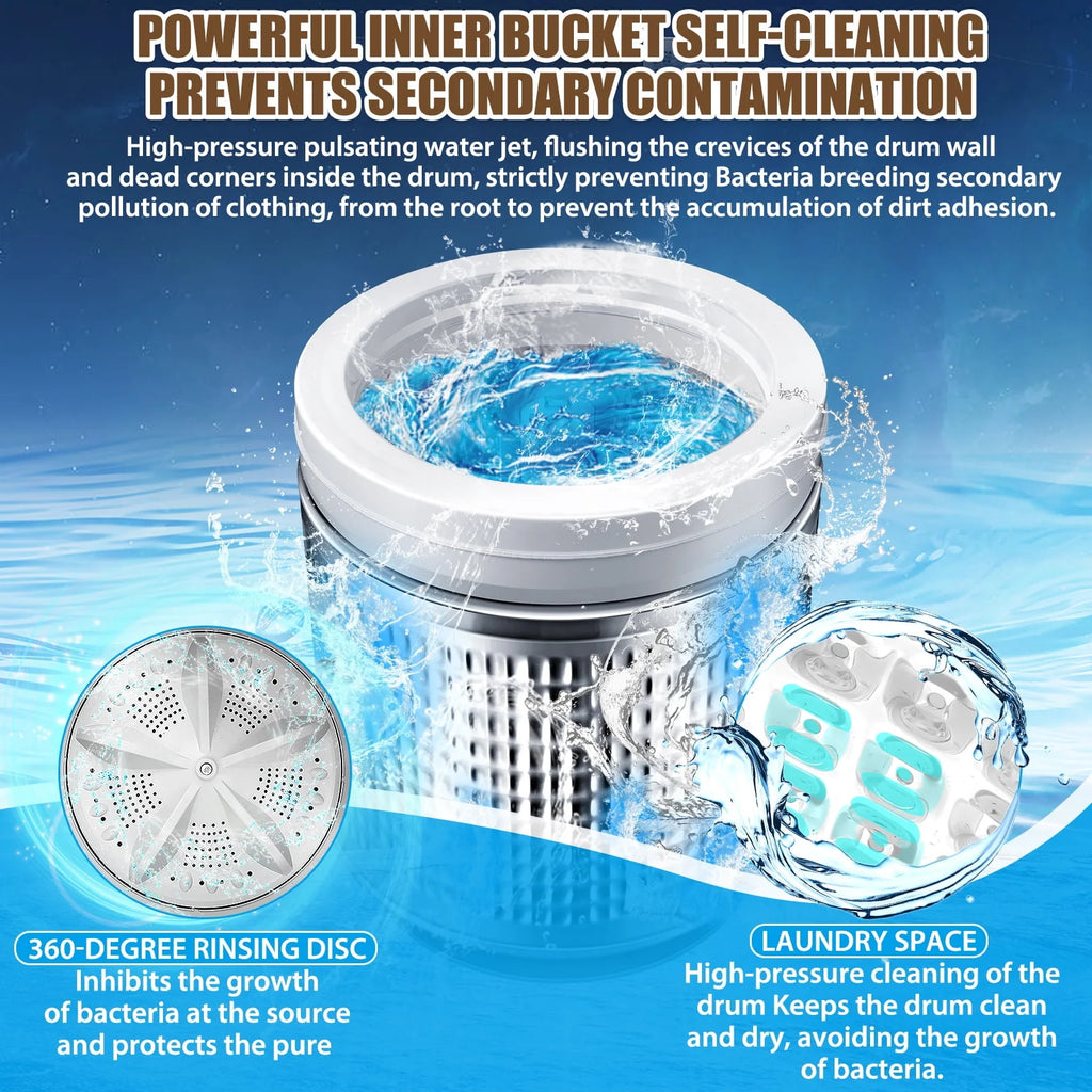 13.6LBS Portable Full Automatic Washing Machine with Drain Pump O176848