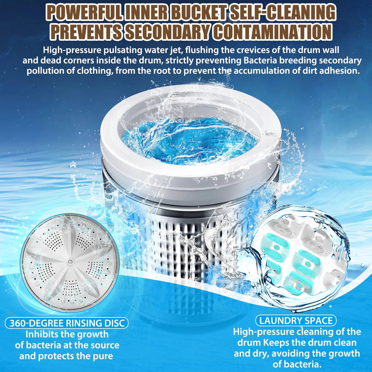 13.6LBS Portable Full Automatic Washing Machine with Drain Pump O176848