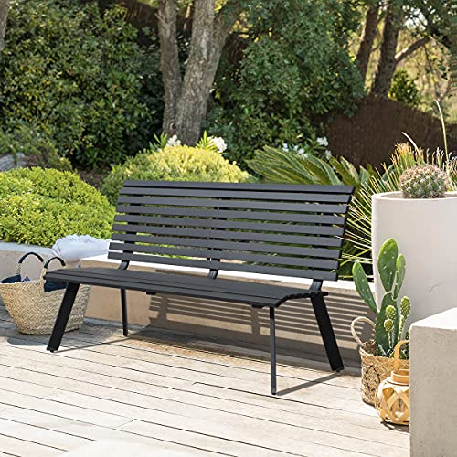 Dark Grey Aluminum Outdoor Bench F48031