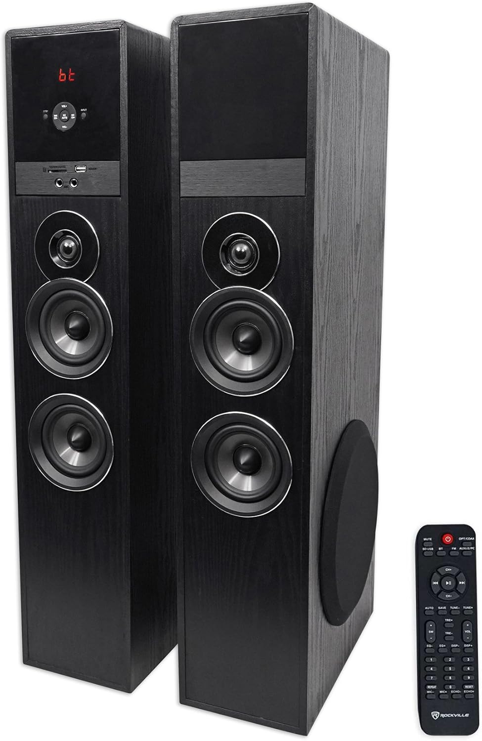 Black Home Theater Tower Speakers with 8" Sub O71359