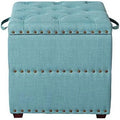 Sky Blue Ottoman Cube Foot Stool with Tray Lid N91813