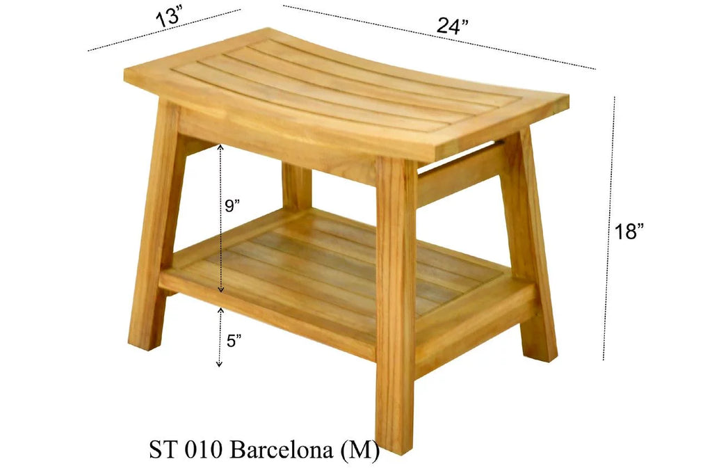 Teak Wood Shower Seat Outdoor Patio Stool Bench Q9343