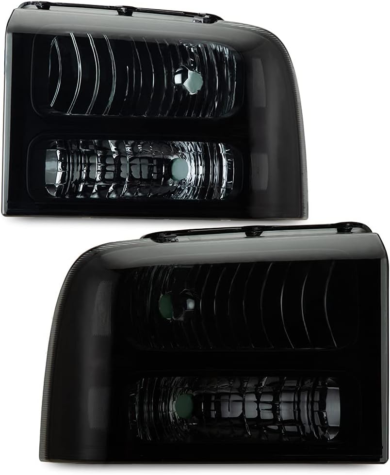 Clear Lens Black Housing Amber Reflector Headlights for Ford Super Duty I992