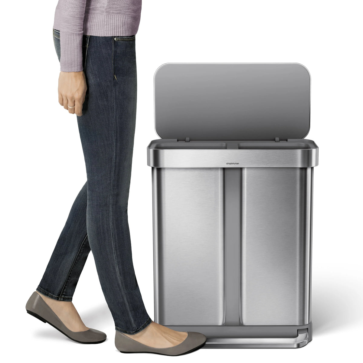 58 Liter Stainless Steel Dual Compartment Step Trash Can Y426