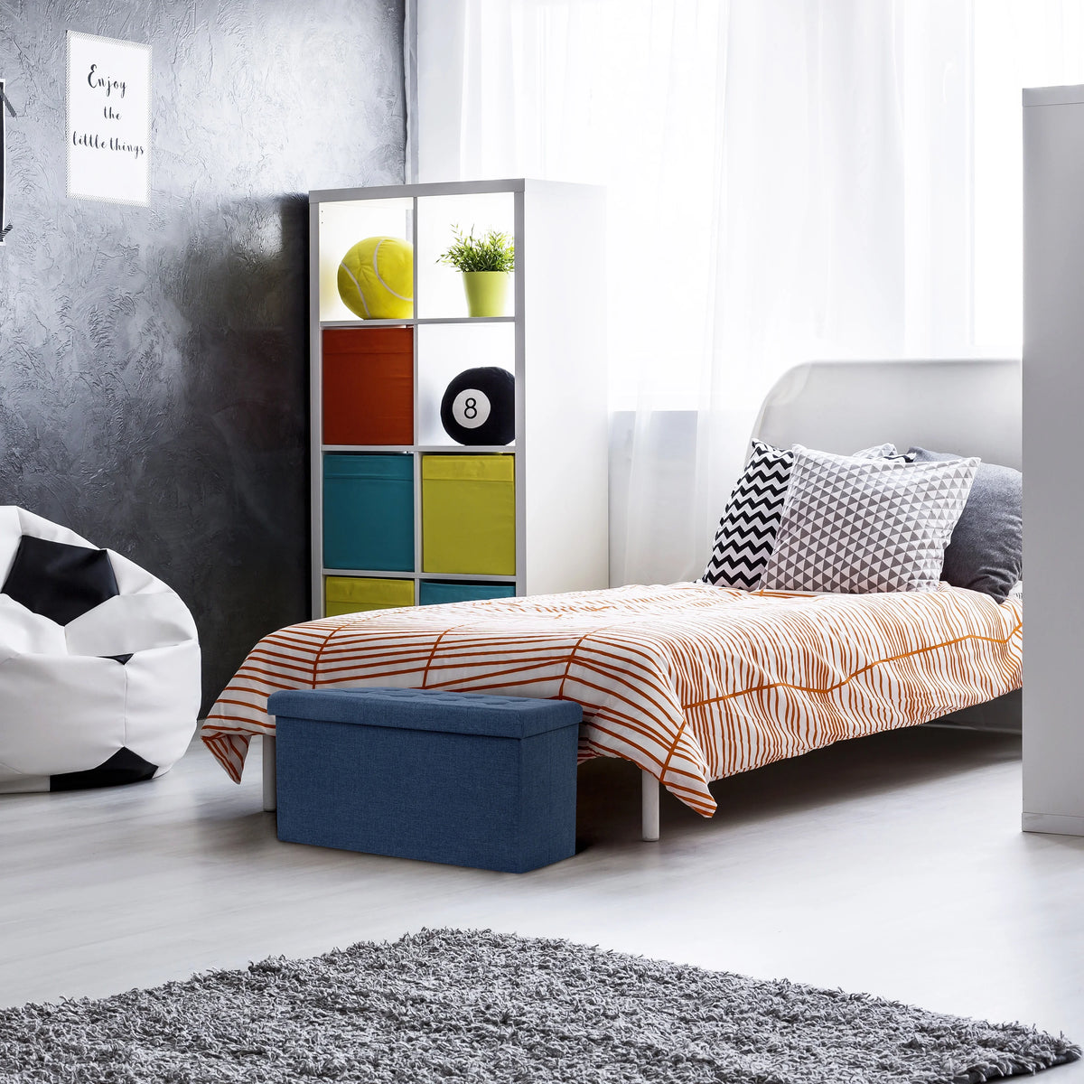 Cushioned Fabric Storage Ottoman Bench P530