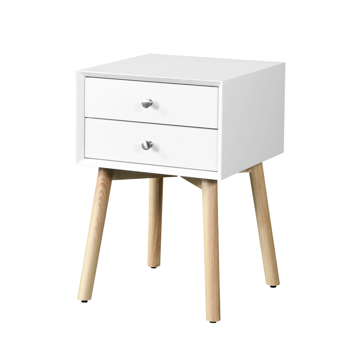 White 2 Drawer Rubber Wood Side Table F453