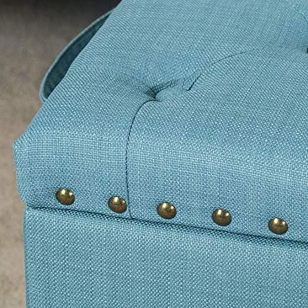 Sky Blue Ottoman Cube Foot Stool with Tray Lid N91813