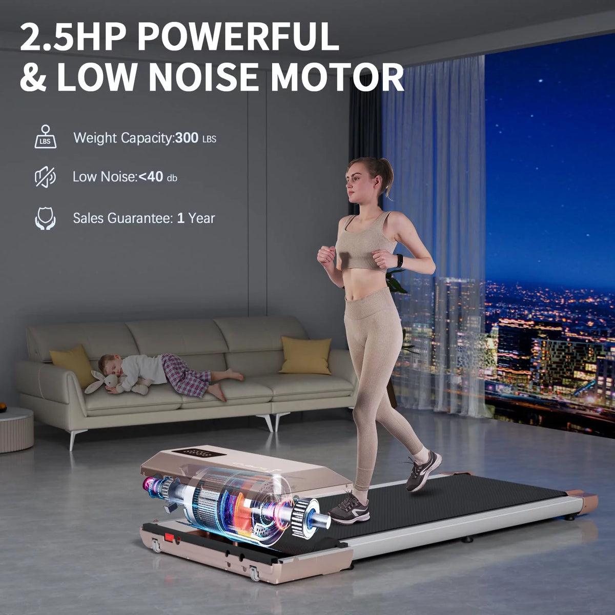 2.5Hp Ultra-Quiet Walking Pad Treadmill with Remote Control A581