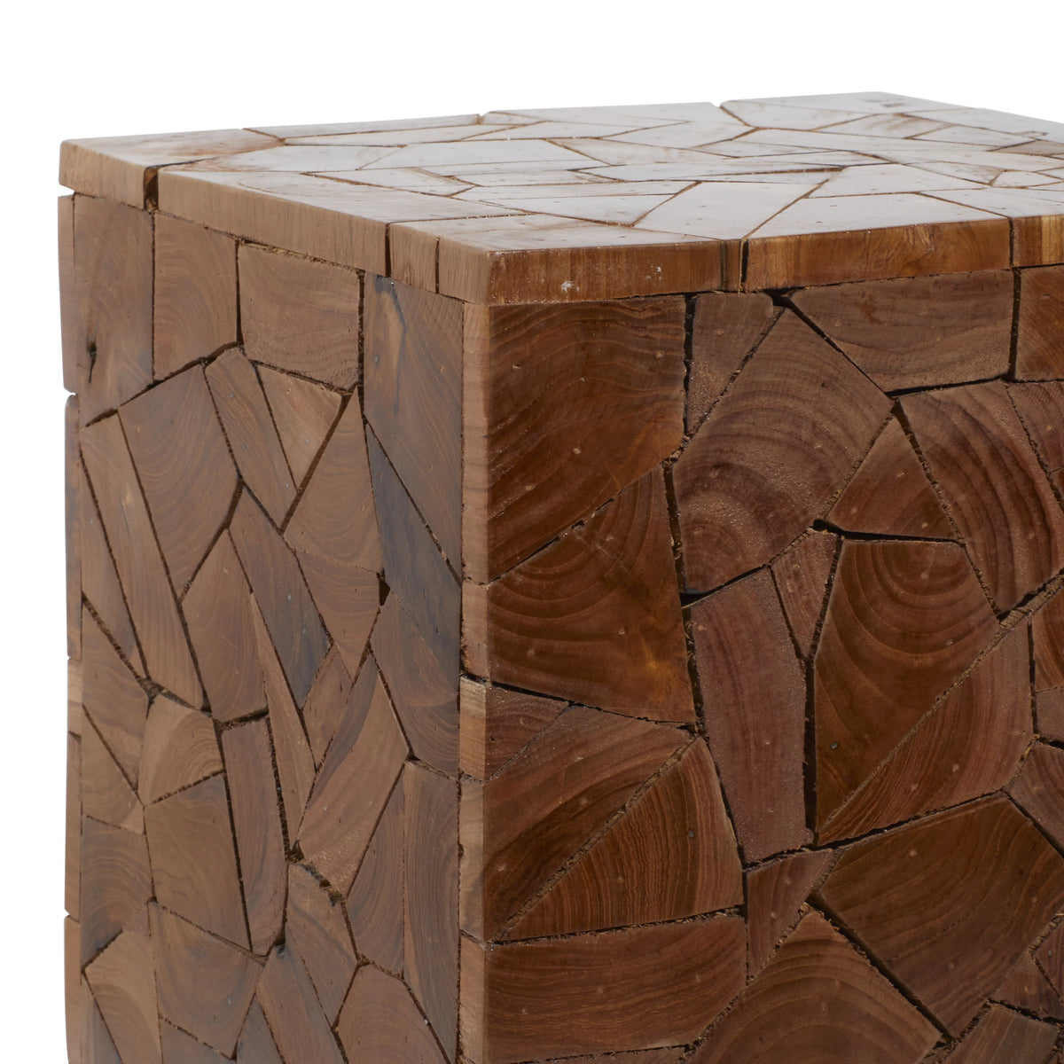 12" x 16" Brown Teak Wood Accent Table U52093