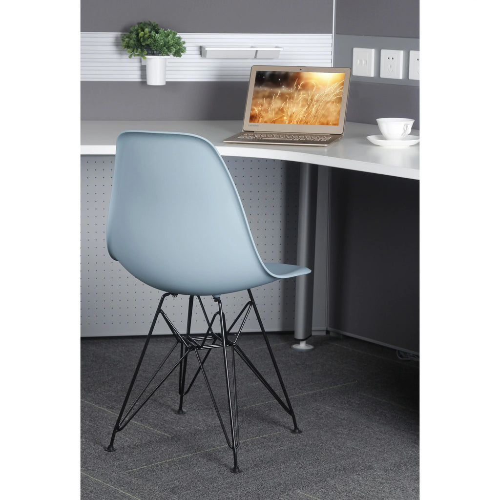 Navy Blue Armless Plastic Shell Dining Chair with Metal Legs Y21454