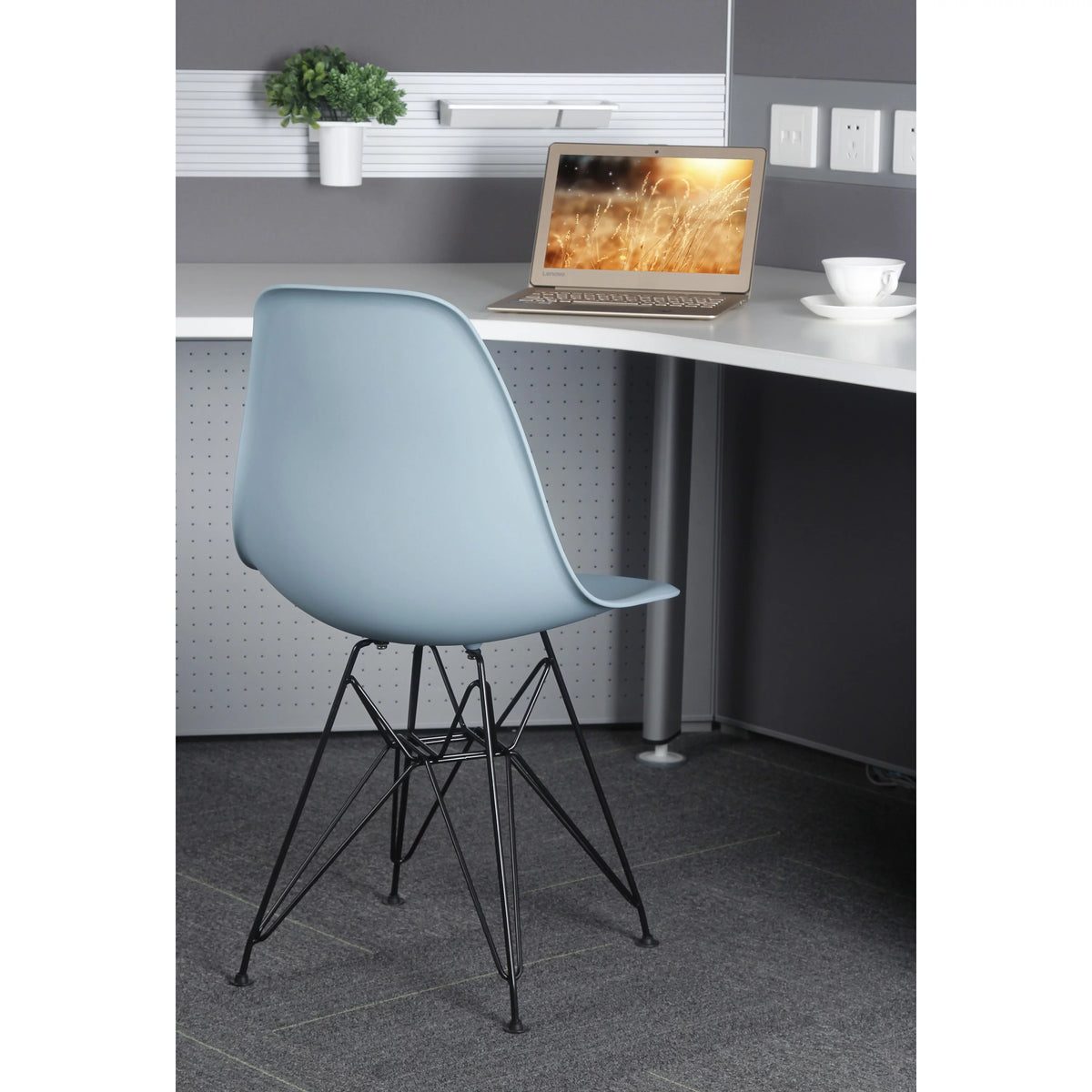 Navy Blue Armless Plastic Shell Dining Chair with Metal Legs Y21454