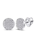 10kt White Gold Mens Diamond Circle Cluster Earrings 1/6 Cttw O774055