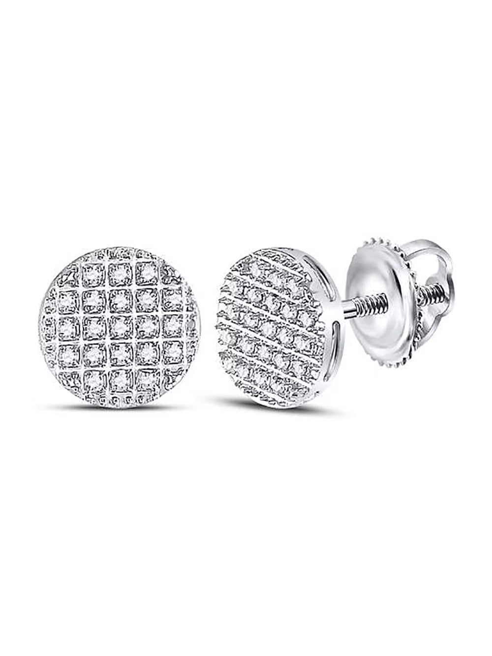 10kt White Gold Mens Diamond Circle Cluster Earrings 1/6 Cttw O774055