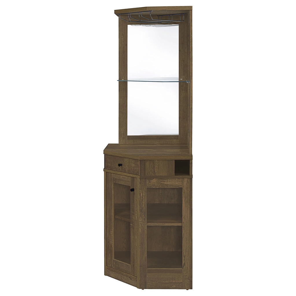 Rustic Oak Corner Bar Cabinet S9526
