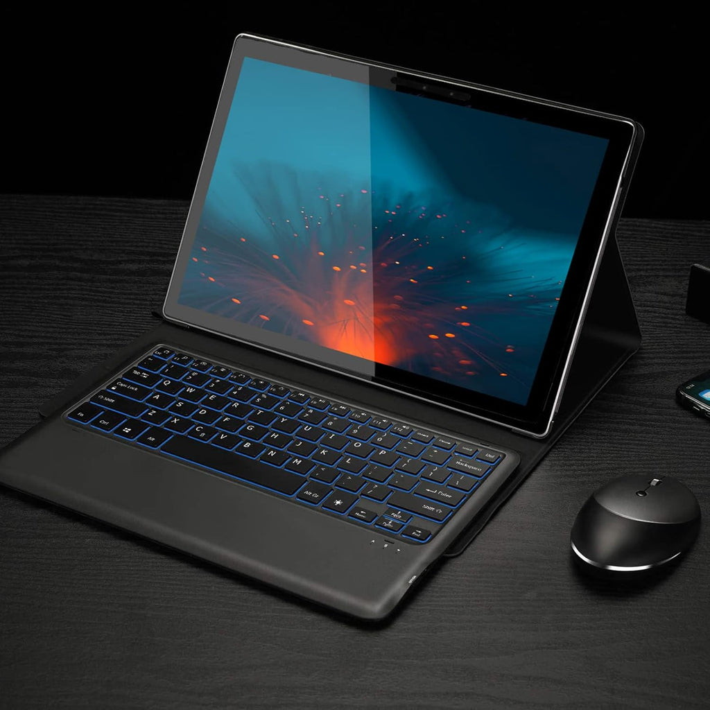 Black Backlit Bluetooth Keyboard Case with Wireless Mouse E715