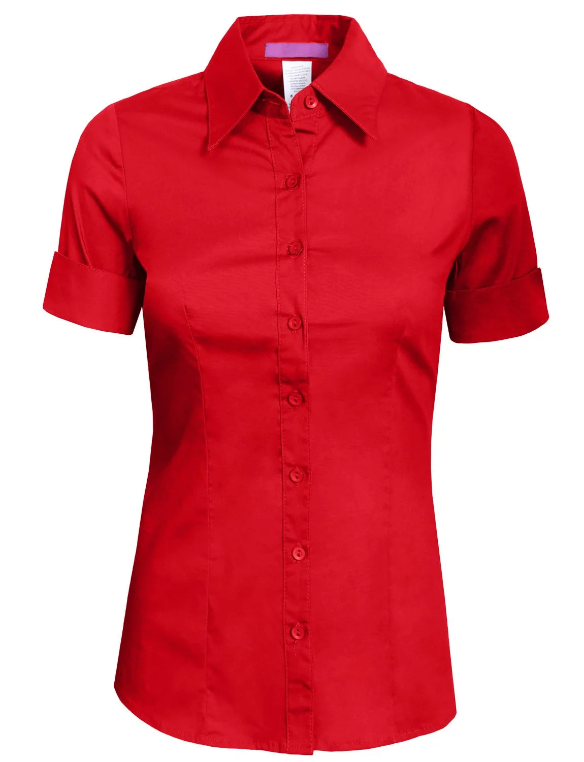 Red Button Down Short Sleeve Shirt R5510