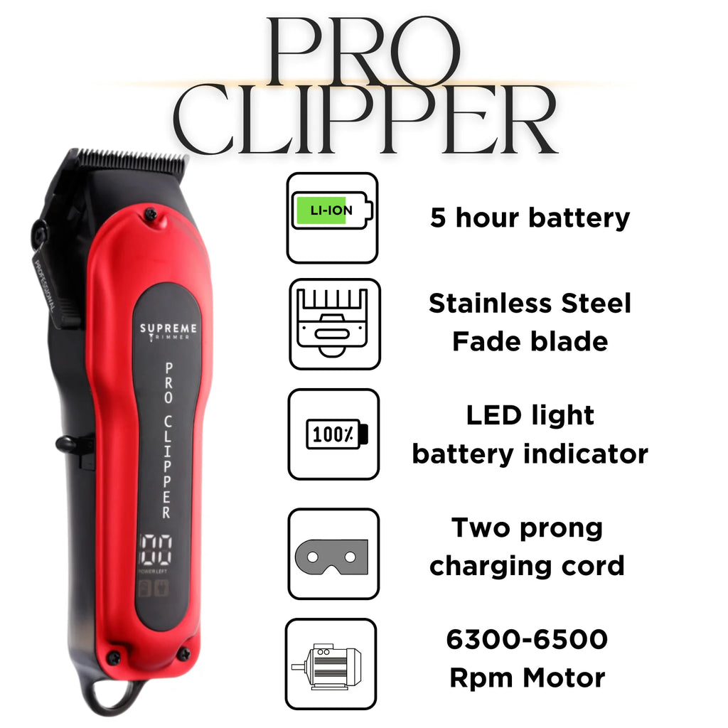 Red Cordless Professional Clipper Set E503046