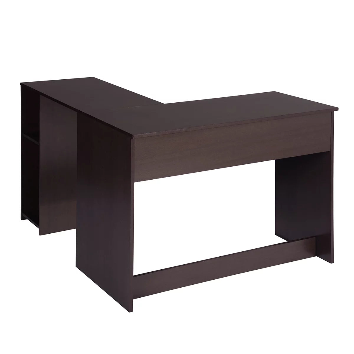 Brown L-Shaped Corner Desk with 2 Shelves C1292