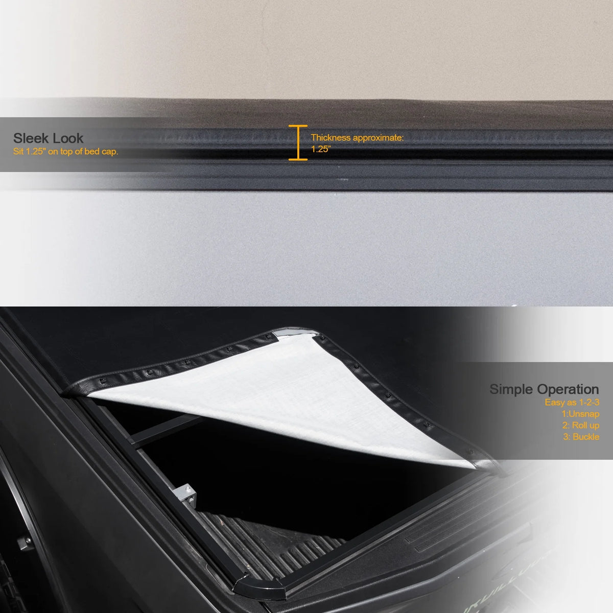 Black Hidden Snap Tonneau Cover U602707