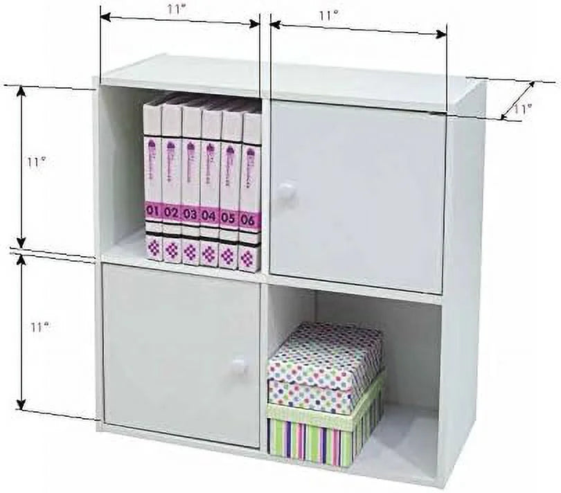 Contemporary White Wood 2 Cube 2 Cabinet Bookcase V316476