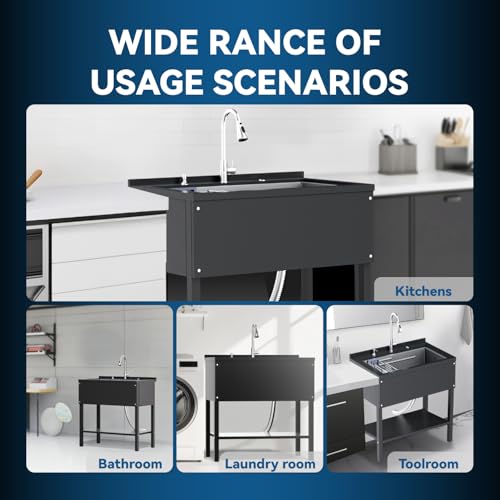 24" Stainless Steel Freestanding Utility Sink with Faucet G93931