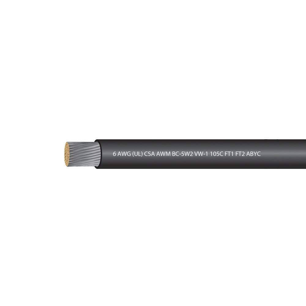 6 AWG Marine Grade Tinned Copper Boat Battery Cable 600 Volts Black 25 Feet U661