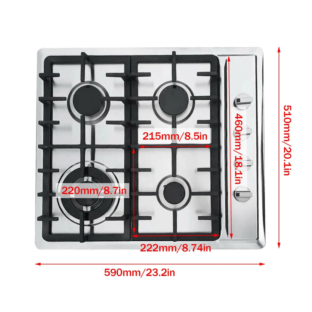 Stainless Steel 4-Burner Built-In Gas Cooktop N8702