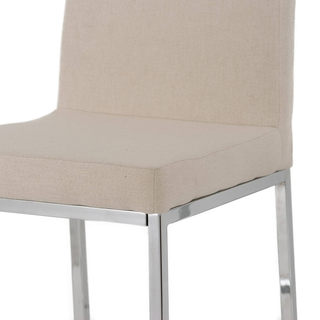 Beige Fabric Barstools with Chrome Legs Set of 2 O966464