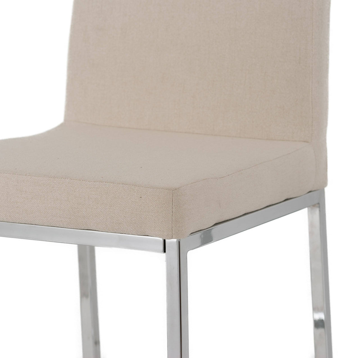 Beige Fabric Barstools with Chrome Legs Set of 2 O966464
