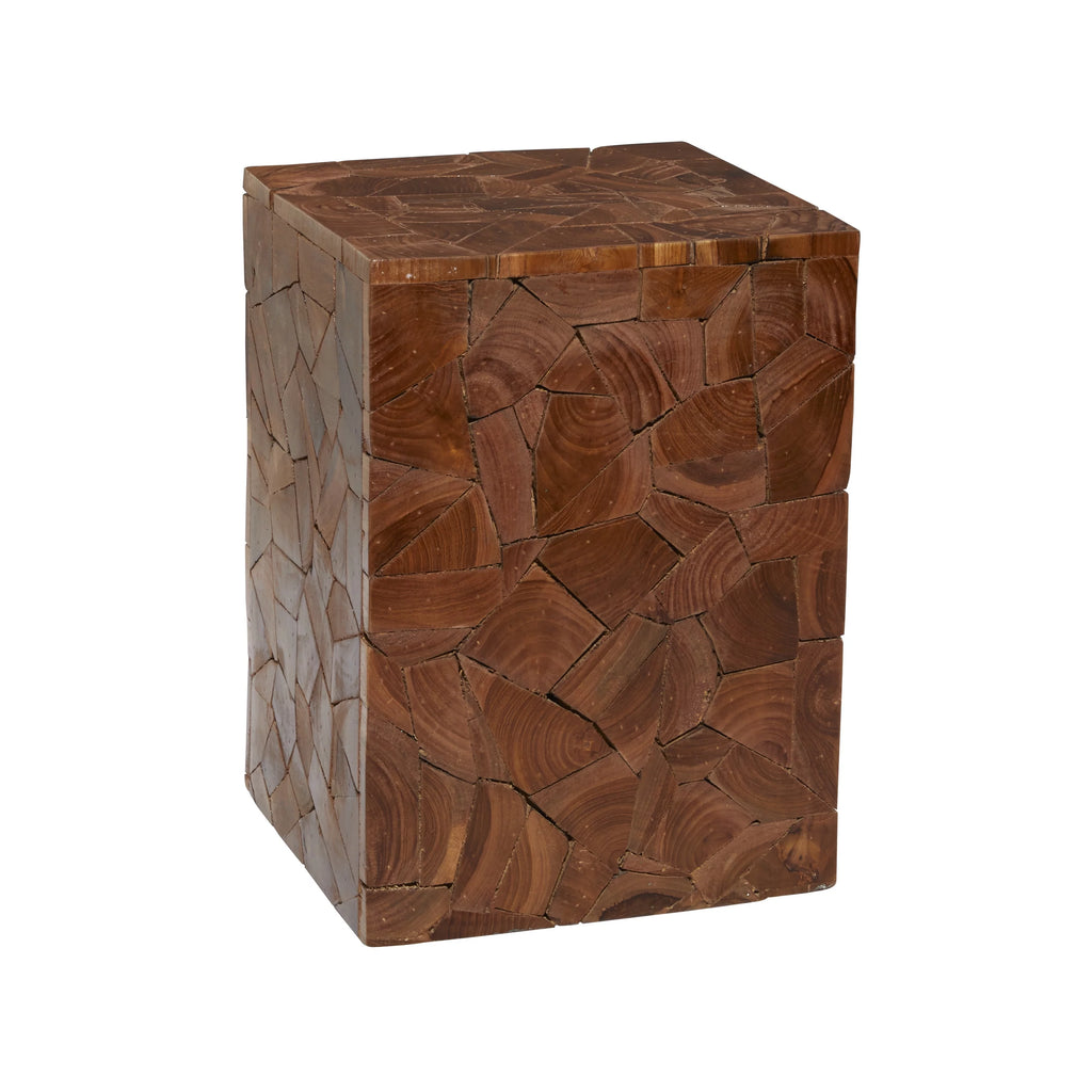 12" x 16" Brown Teak Wood Accent Table U52093