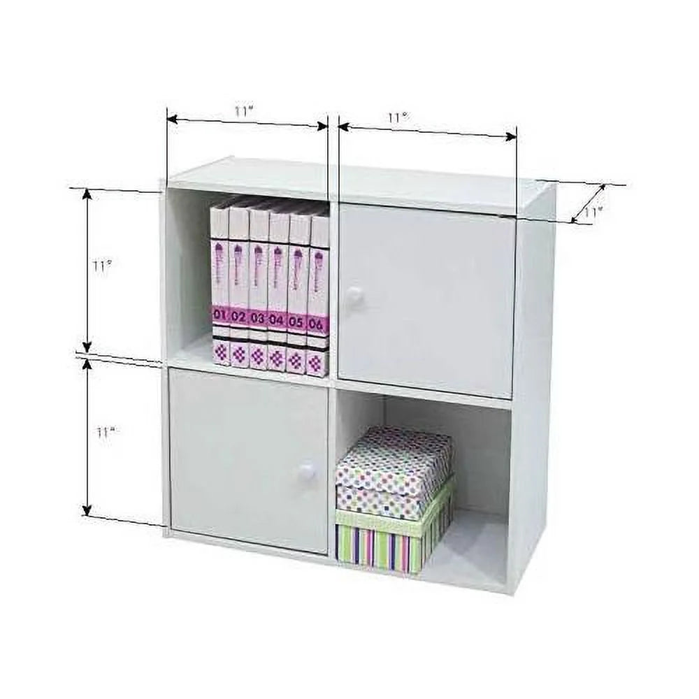 Contemporary White Wood 2 Cube 2 Cabinet Bookcase V316476