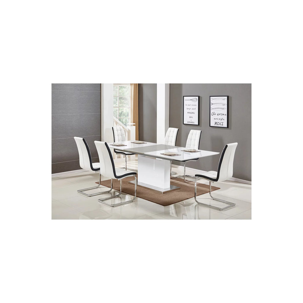 5-Piece Extendable High Gloss Wood Dining Set A673