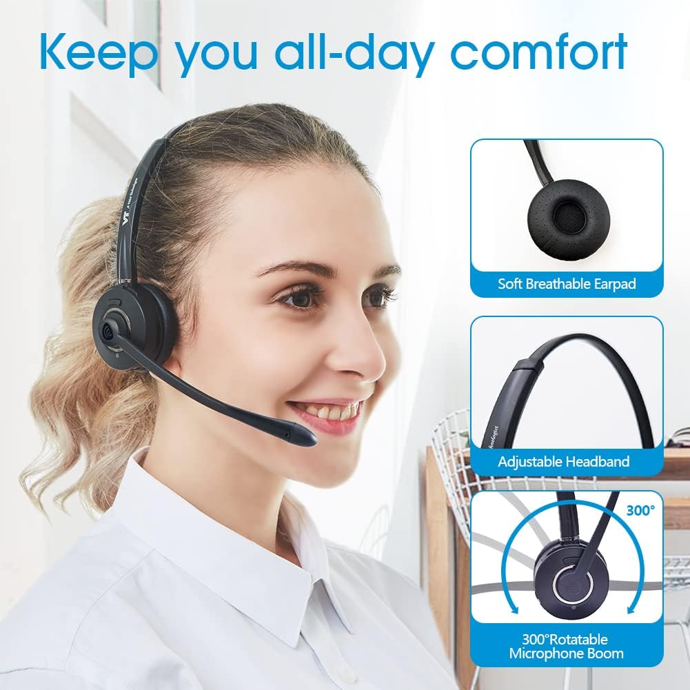 Wireless Bluetooth Headset with Noise-Cancelling Microphone R3813